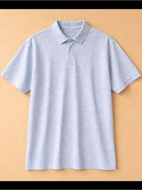 Mizzen+Main Versa Polo Shirt Mens XXL White Geometric Print Trim Fit Stretch UPF